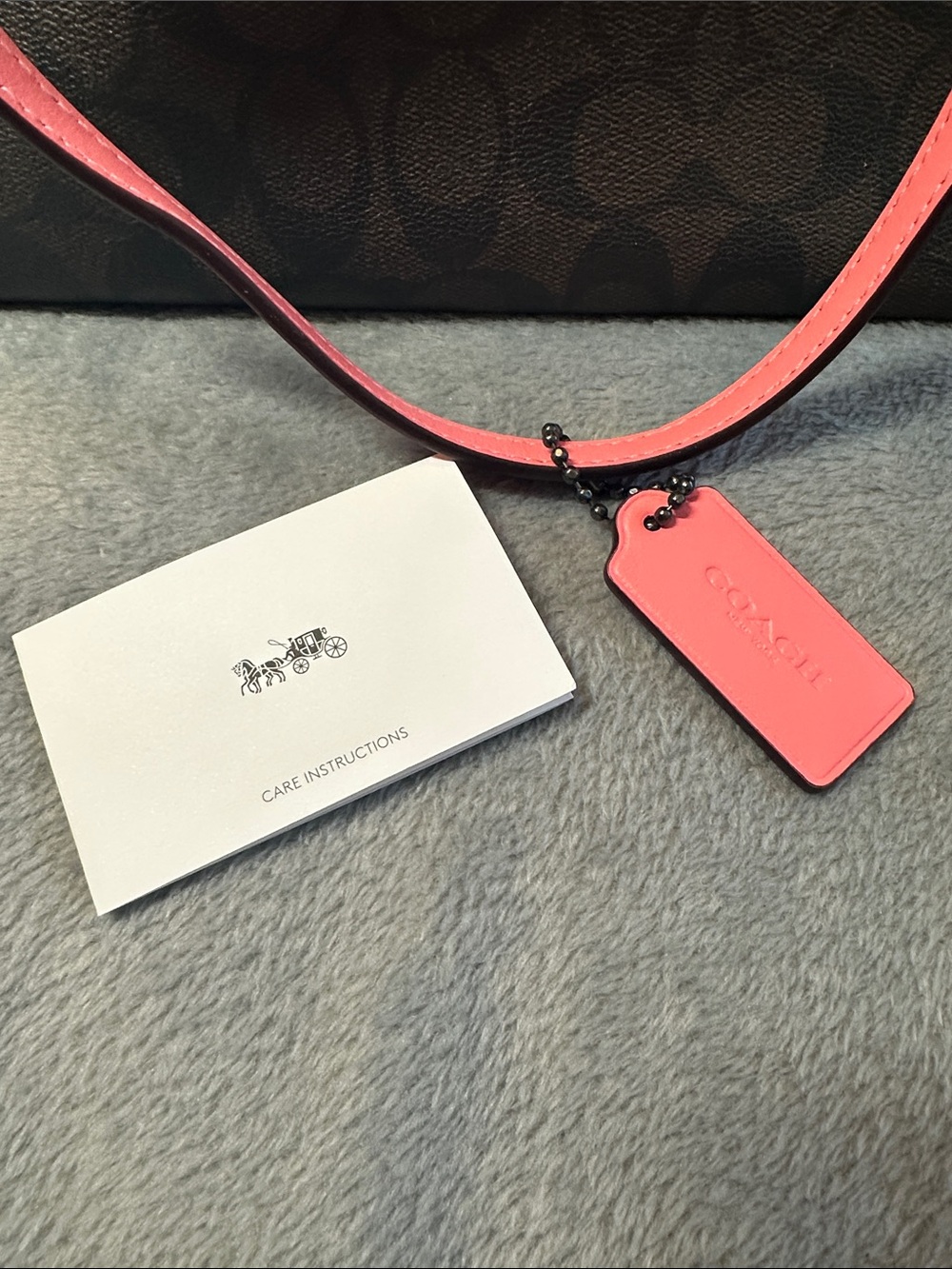 NWTS Coach Brown Signature Tote w/Pink/Coral Leather Handles 🩷🌸🤎 - Picture 11 of 14
